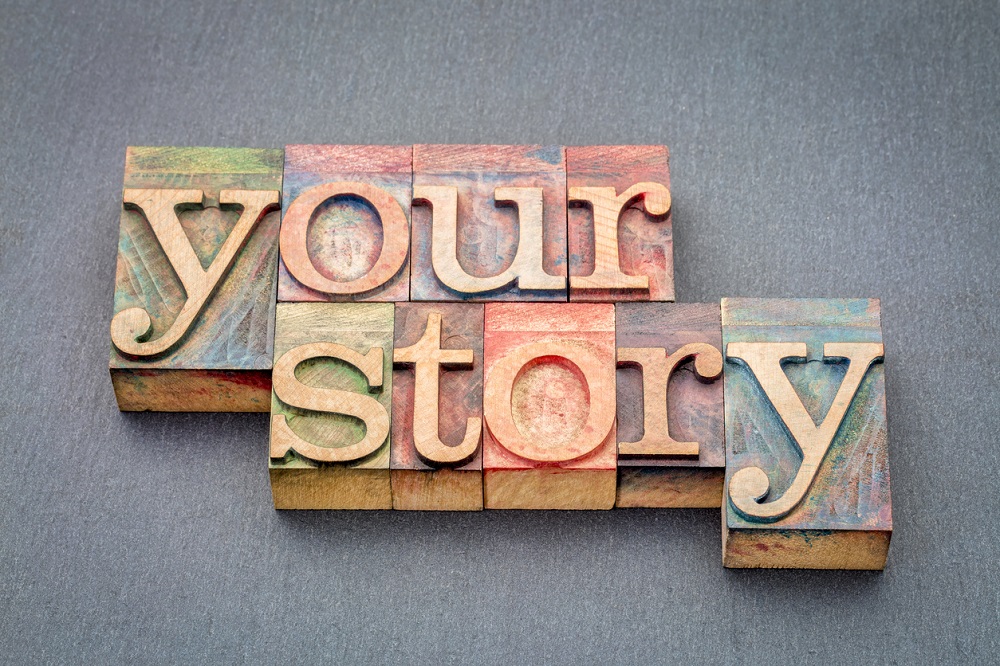 your story word abstract in wood type